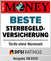 Siegel: Focus Money – Beste Sterbegeldversicherung - Tarife ohne Wartezeit - DFSI Ratings - (Ausgabe 28/2026)